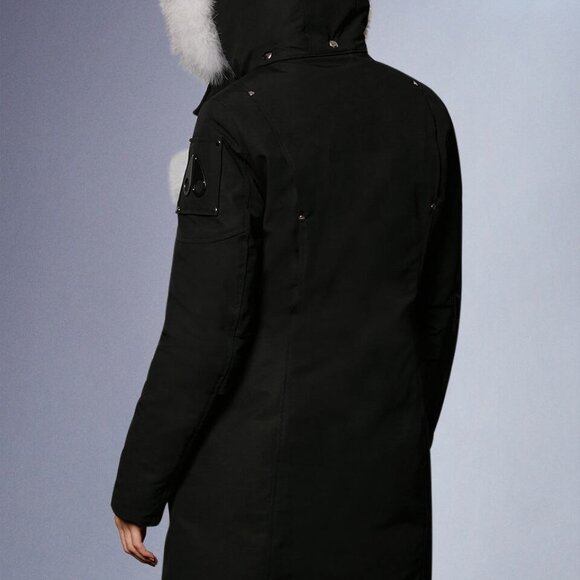 Moose Knuckles Black Parka With White Fox Fur NWT - Picture 13 of 14